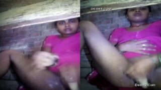 Wife lifts saree to make pussy sex using vegetable