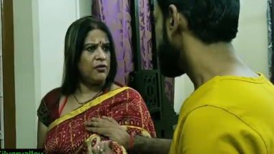 Young man presses the relative aunty’s boobs to fuck her