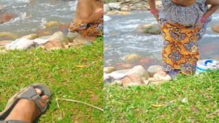 Nude bath of Peaceful Village Aunty on the River