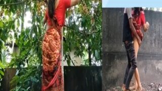 Village maid having doggy fuck with saree in Garden area