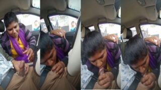 Real Tamil talking Kanchipuram Aunty sexy blowjob in a car