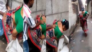 Young boy fucks beggar Aunty with saree in public street