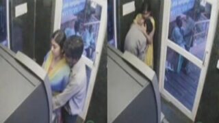 Chennai Aunty and young lover sucking boobs in ATM