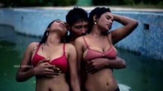 College girls enjoy sex with rich guy in swimming pool