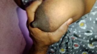 Young boy enjoy squeezing neighbor Amma big Mulai with talk