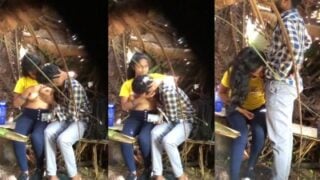 Beautiful scenery of college girl outdoor boobs suck and blowjob