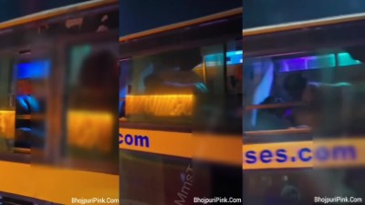 Couple hard fucking in sleeper bus in outdoor sex capture