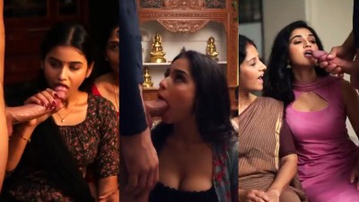 Beautiful AI girls hot cock sucking with her mothers