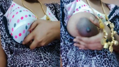 Chennai housewife strips white jacket and shows dark boobs