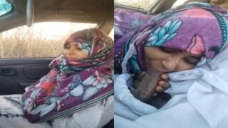 Beautiful chubby Muslim girl lovely blowjob on the car