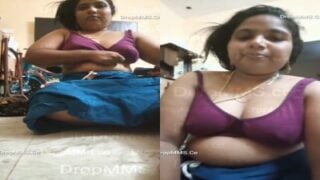 Tirupur local item aunty tempting big boobs on bra