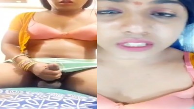 Trans pressing boobs and doing masturbation with voice