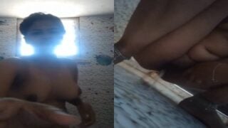 Aunty squeezing nude boobs and pee on bathroom