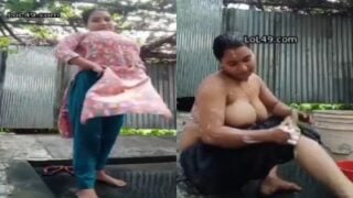 Theni village beauty nude outdoor bathing scene