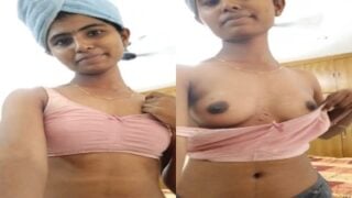 Beautiful Chennai girl strips inners and expose boobs & ass