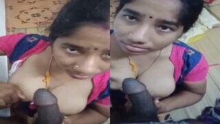 Unsatisfied innocent wife blowjob to neighbor husband