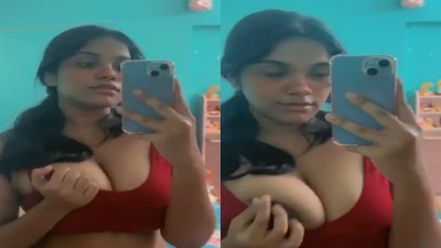 Coimbatore college girl squeezing her mallu boobs