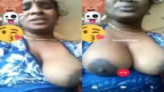 Kanchipuram local aunty big dark mulai with talk