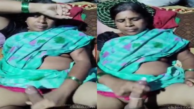 Rajalakshmi old aunty jerking young dick and takes cum