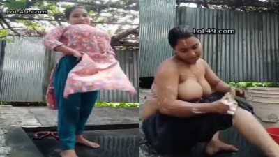Theni village beauty nude outdoor bathing scene