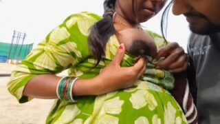 Young bf sucking aunty mulai on outdoor area