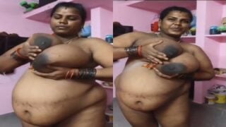 Tamilnadu mom aunty shows her huge dark mulai