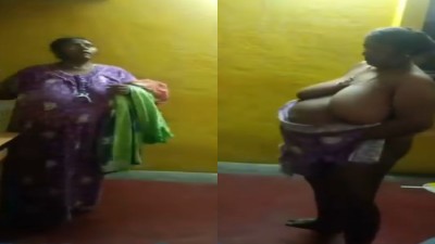 Villupuram old aunty dress changing with huge mulai