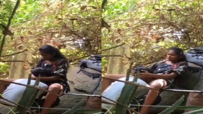 Village college girl enjoys outdoor pussy licking