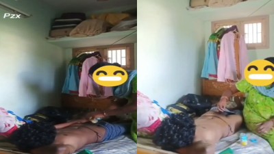 Village mom gives gee handjob to her step son dick