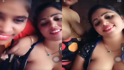 Lesbian ladies nude boobs squeezing live sex video